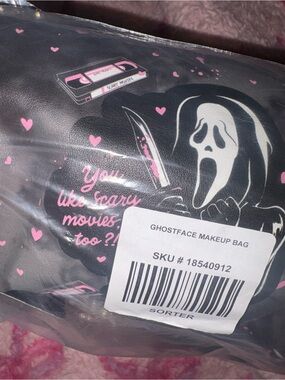 Hot Topic Black and Pink Ghostface Makeup Pouch